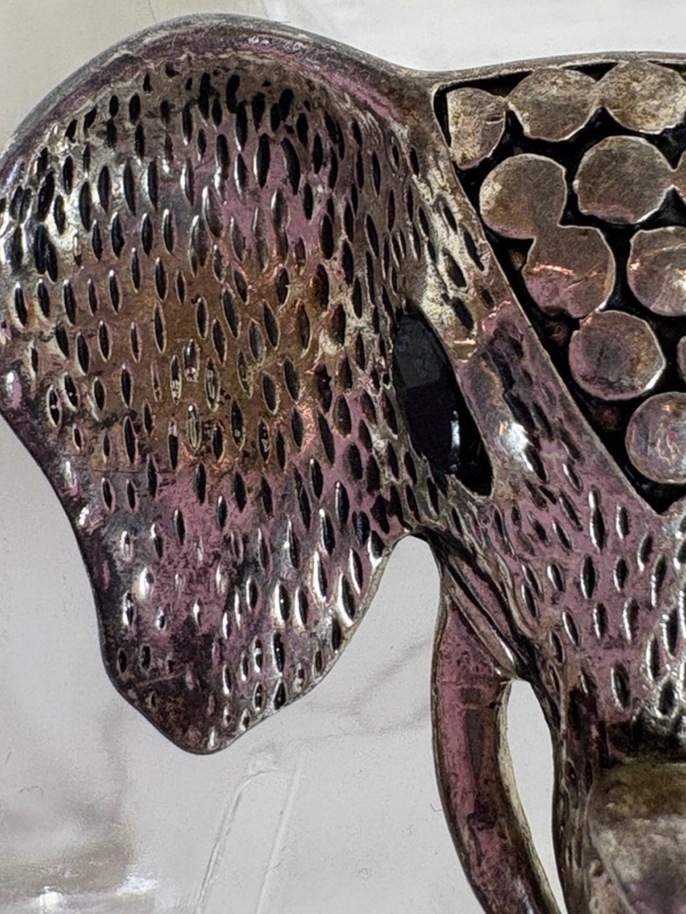 BROOCH: Sterling Silver w/Onyx Eyes Elephant Head, EUC - Picture 6 of 7